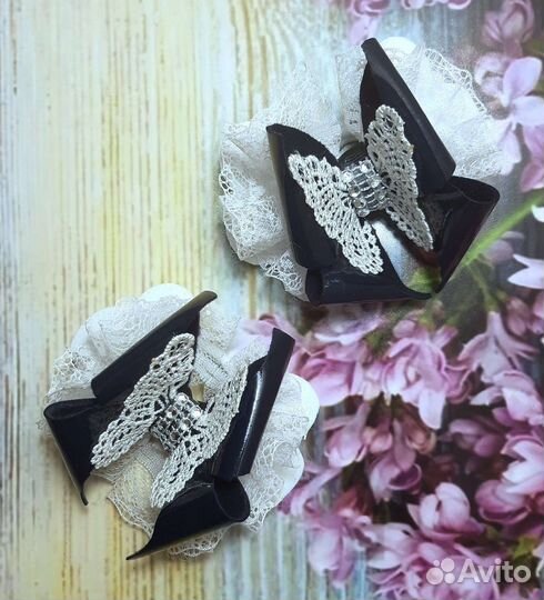 Бант заколка для волос ручной работы