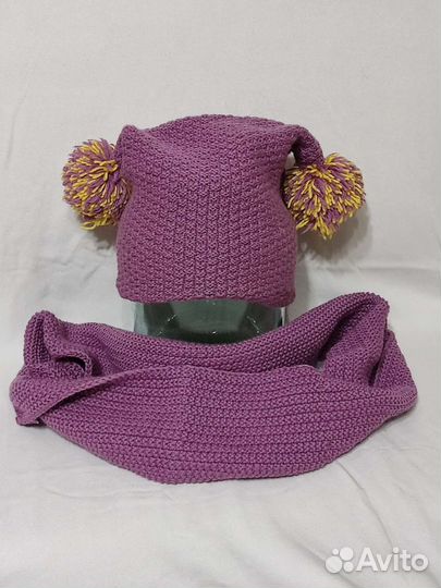 Зимний комплект шапки и снуда на девочку