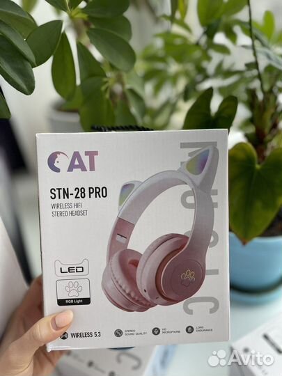 Беспроводные наушники с ушками светящиеся