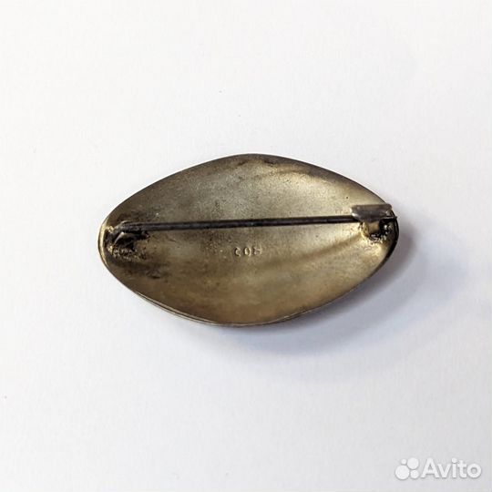 Старинная брошь с живописью на серебре, Германия