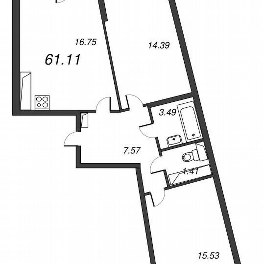 2-к. квартира, 63,1 м², 20/22 эт.