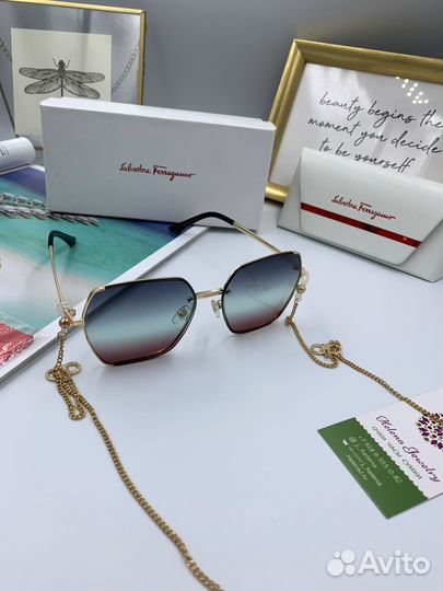 Очки Ferragamo голубые с оттенком бордо