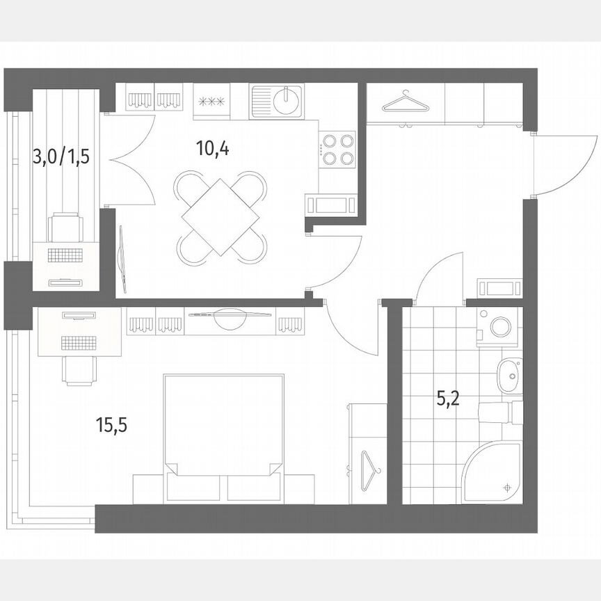 1-к. квартира, 40,7 м², 3/9 эт.