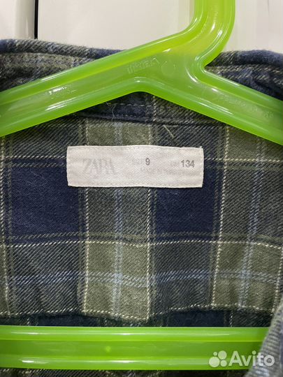 Рубашка Zara в клетку темно-зеленая для мальчика