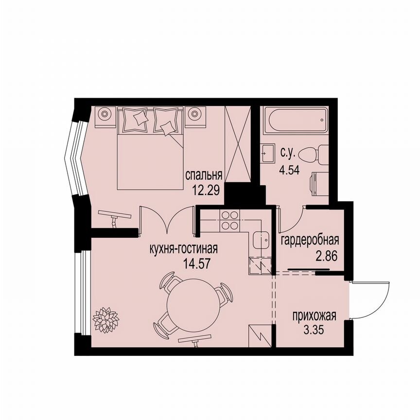 1-к. квартира, 37,6 м², 3/12 эт.