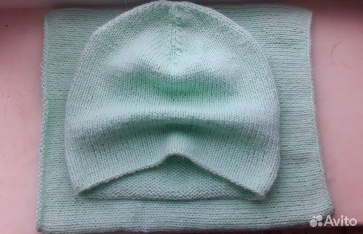 Шапка бини и снуд из пуха норки