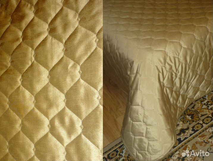 Покрывало - плед золотистый стеганный Новый 2шт