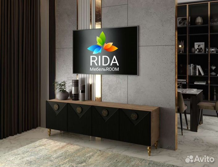 Тумба под тв, черная/белая. Гостиная