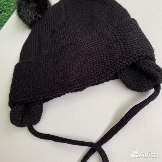 Новая шапка h&m с помпонами для девочки 62-68