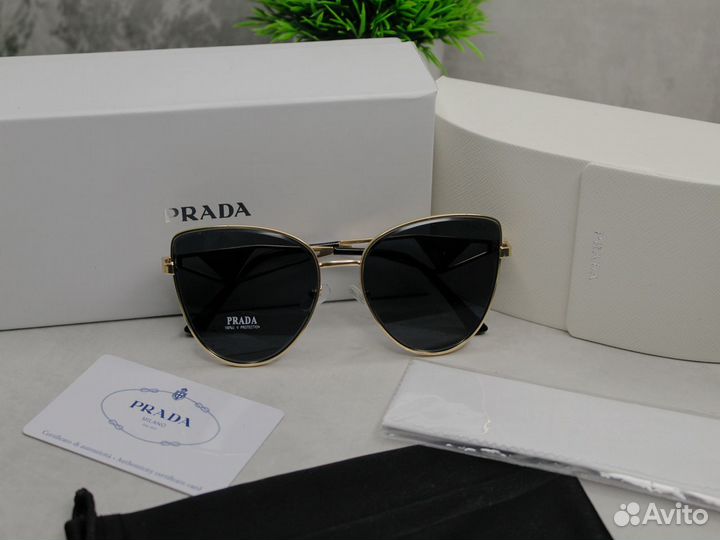 Очки Prada Gold-Black Кошечки