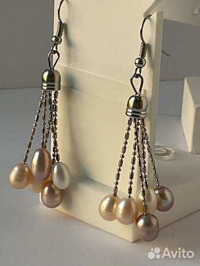 Серьги с нат жемчужинками