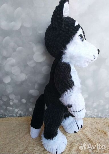 Мягкая игрушка Хаски вязаная крючком