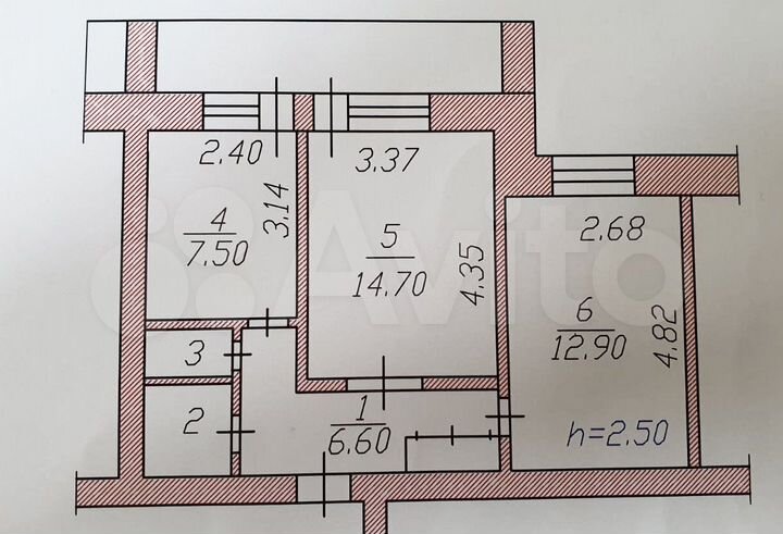 2-к. квартира, 53 м², 6/9 эт.