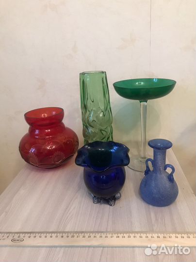 Ваза цветной хрусталь