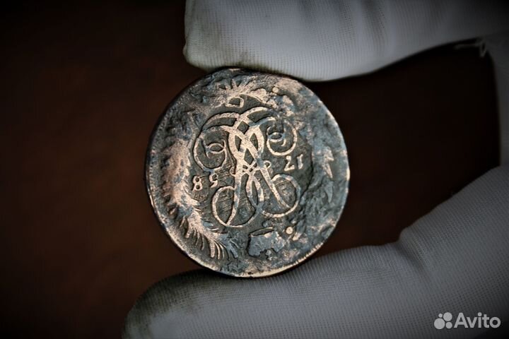 2 Копейки 1758 двойной перечекан Елизавета в Твери