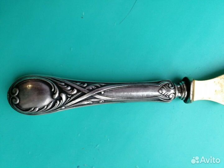Антикварный серебряный сервировочный нож