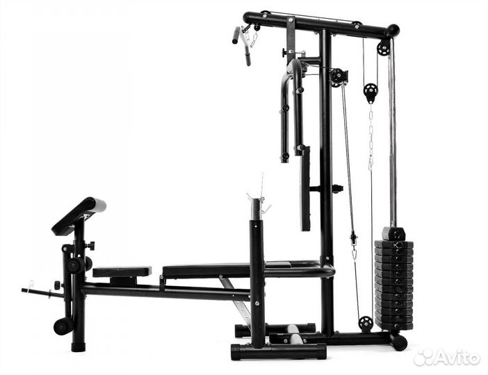 Силовой тренажер со скамьей для жима новый