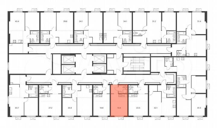 Квартира-студия, 19,8 м², 18/33 эт.