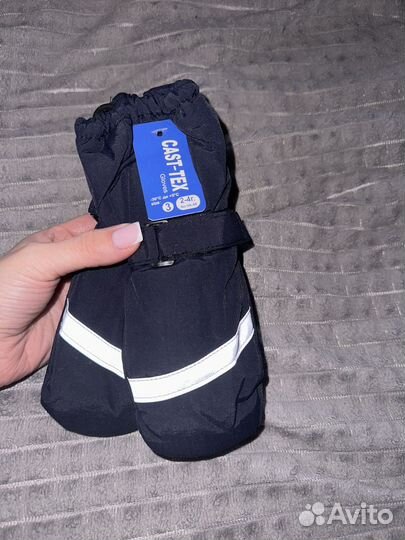 Варежки темно синие