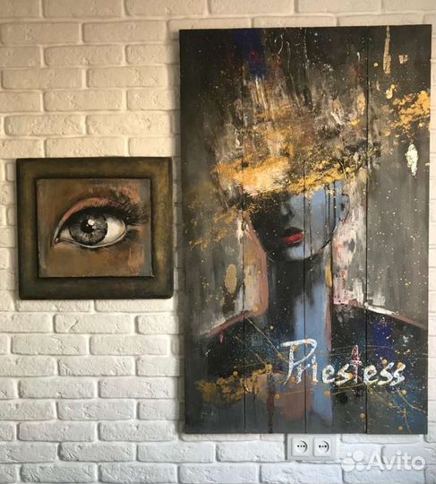 Картина на досках большая - жрица