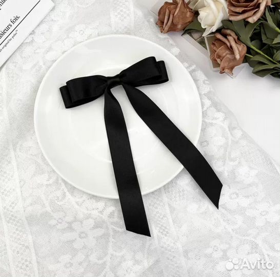 Бант-заколка для волос черный