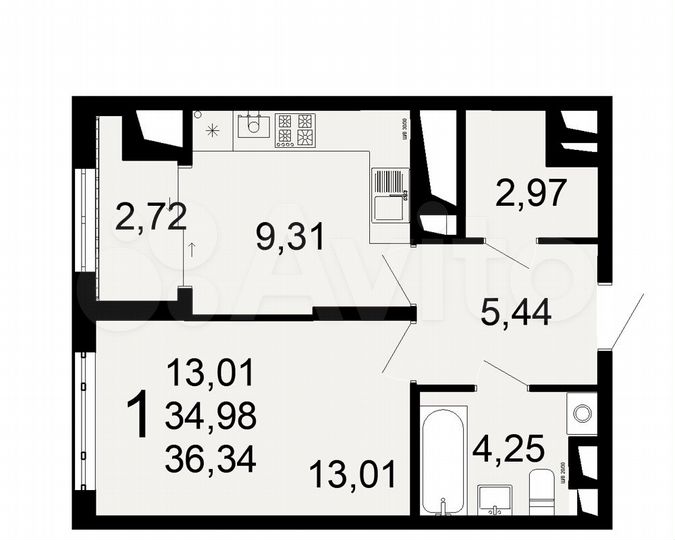 1-к. квартира, 36,3 м², 16/26 эт.
