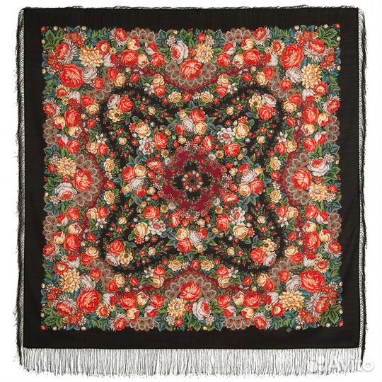 Павловопосадский платок Цветочные бусы-18 146 см