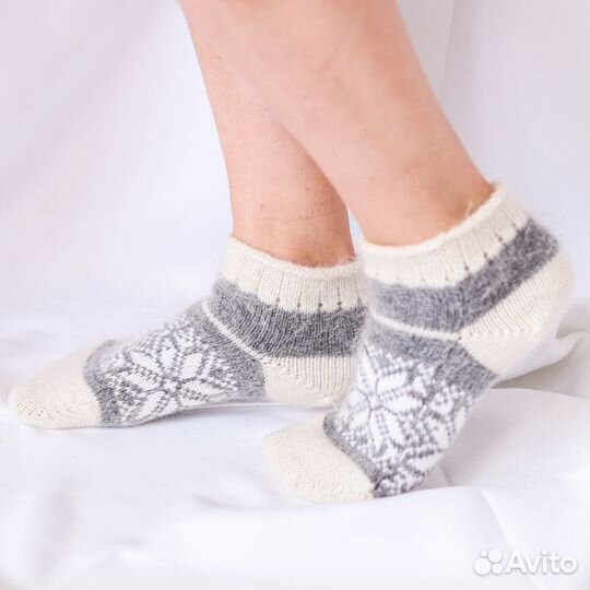 Носки пуховые вязаные тёплые, ручная, работа