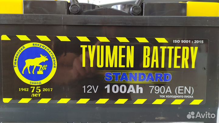 Аккумулятор 100Ah Тюмень 830A обратной полярности