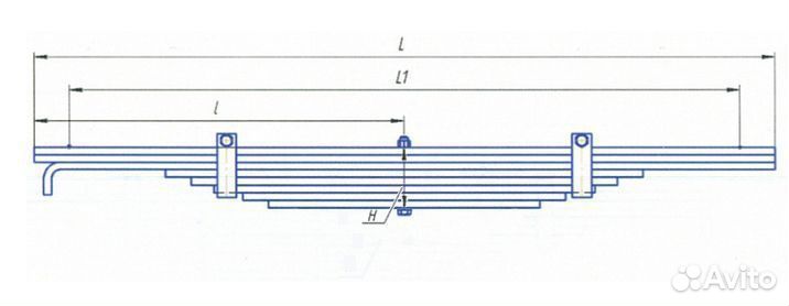 Рессора уст (8 листов, L1060мм, 75мм)