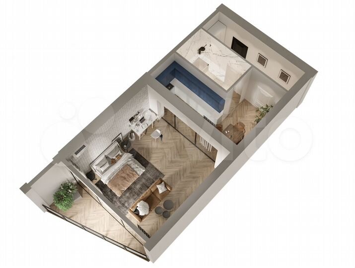 Апартаменты-студия, 70,7 м², 2/7 эт.