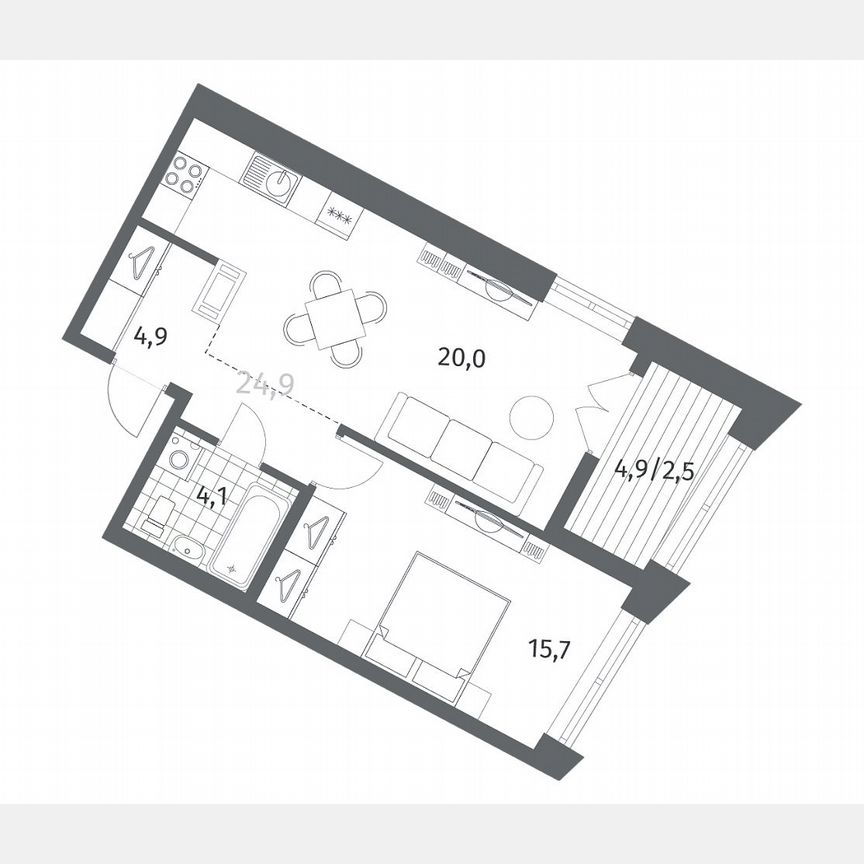 1-к. квартира, 47,3 м², 3/12 эт.