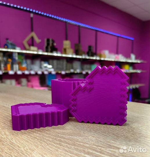 3D форма для бомбочек Пиксельное сердце 7 см