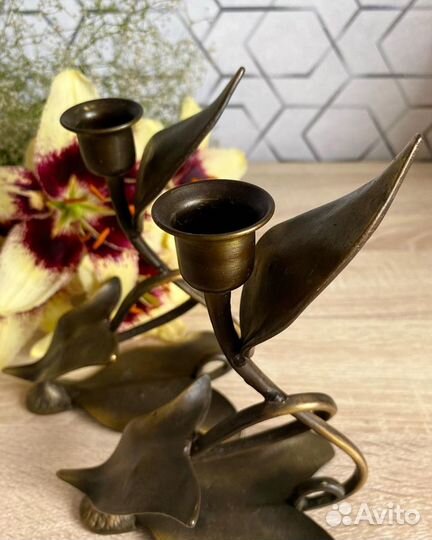 Подсвечники антикварные, бронза