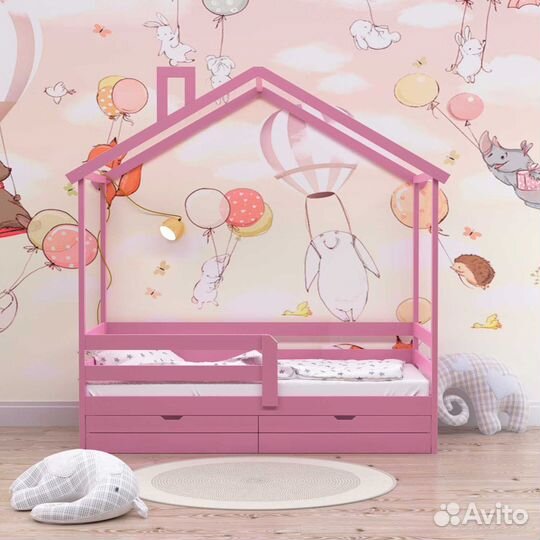 Кроватка высокий борт берёзаТеремок для малыша