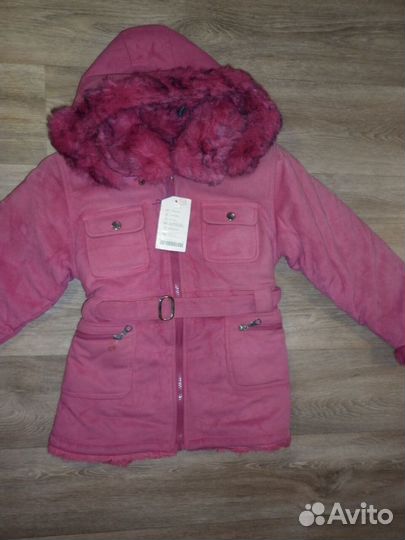 Новая зимняя искусственная дубленка девочкам 5-7 л