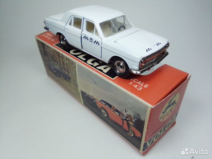 Волга газ-24 белое такси, раритет начала 90х 1:43
