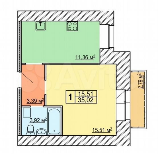 1-к. квартира, 35 м², 5/10 эт.