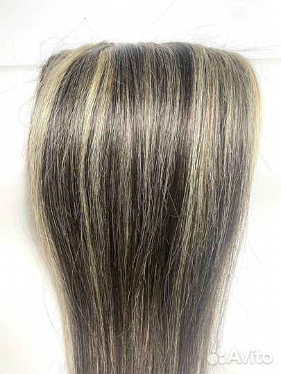 Натуральные волосы на заколках, мелированные