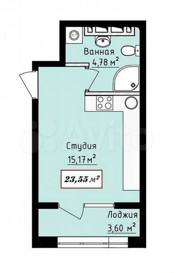 2-к. квартира, 23,6 м², 5/16 эт.