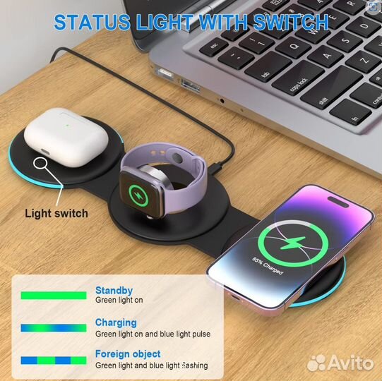 Беспроводное зарядное устройство 3 в 1 для Apple