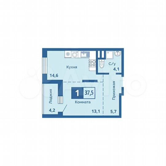 1-к. квартира, 37,5 м², 13/15 эт.