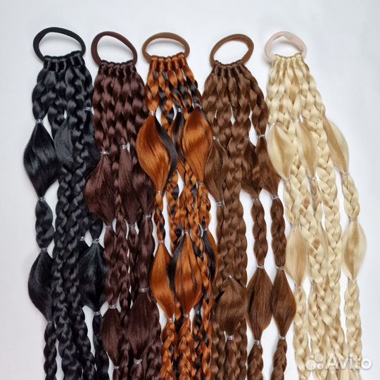 Хвост на резинке, хвост на ленте, волосы на заколк