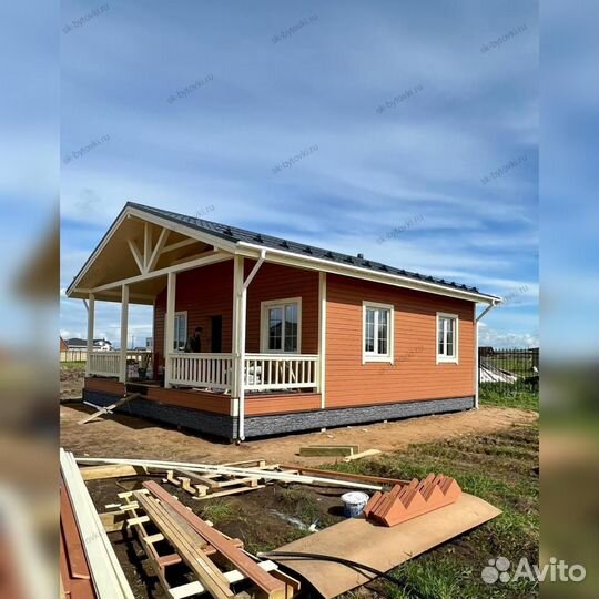 Каркасный дом 9х7м с террасой