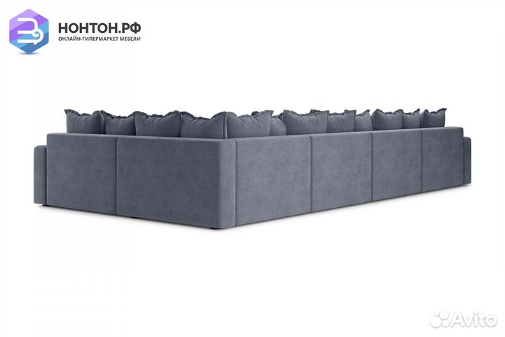 Диван п-образный тик-так Омега темно-серый