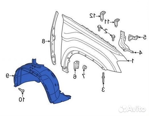 В наличии подкрылок локер передний правый