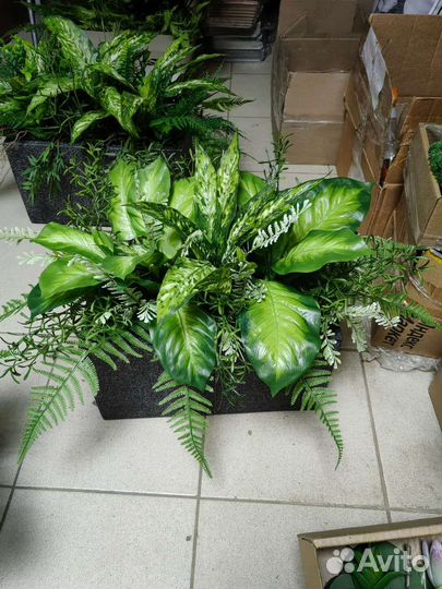 Декор растения real touch в кашпо арт122, от