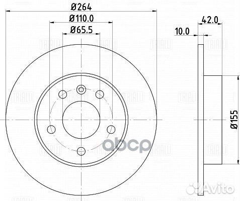 Диск торм. зад. для а/м Opel Astra H (04) d264