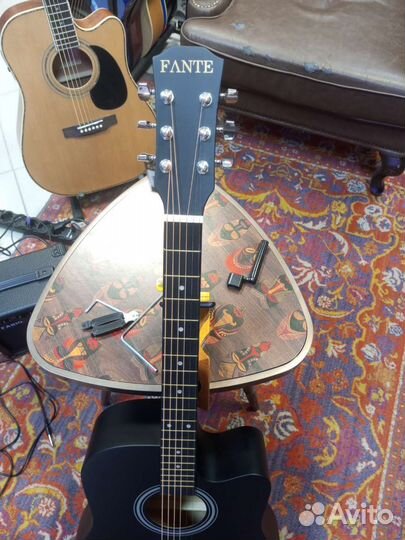 Акустическая гитара черная новая Fante
