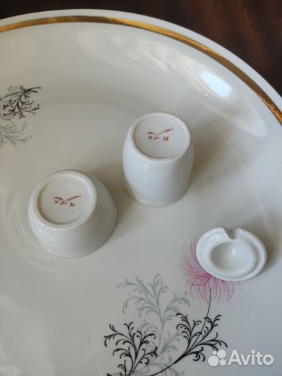 Блюдо kahla, Чайка, супница Богемия, блюдца СССР